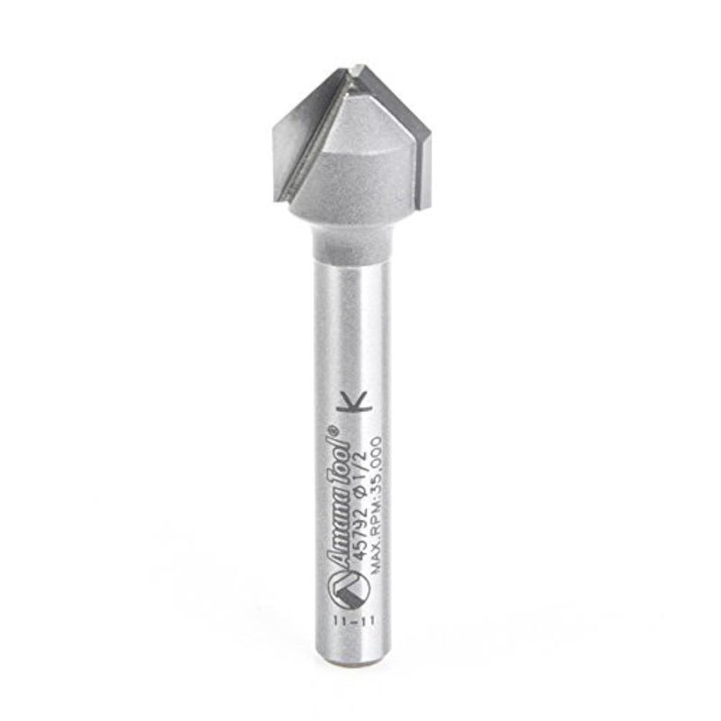 Amana Tool - 45792 Carbide Tipped Double Edge Folding V-Groove 90 Deg x 0.090" Tip Wid